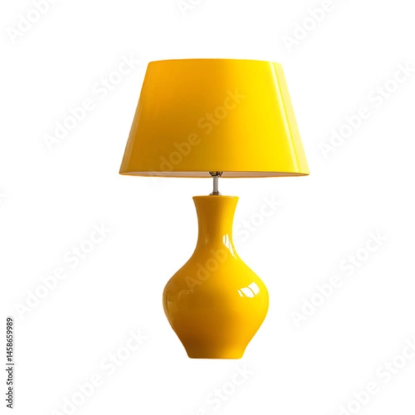 Obraz Elegant Yellow Table Lamp: Modern Home Decor Lighting on white background