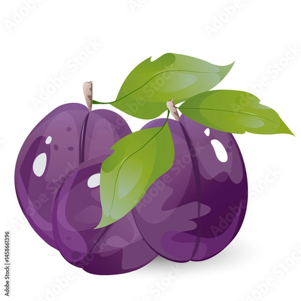 Fototapeta Plums in game design. For sticker and t-shirt design, posters, logos, labels, banners, stickers, product packaging design, etc