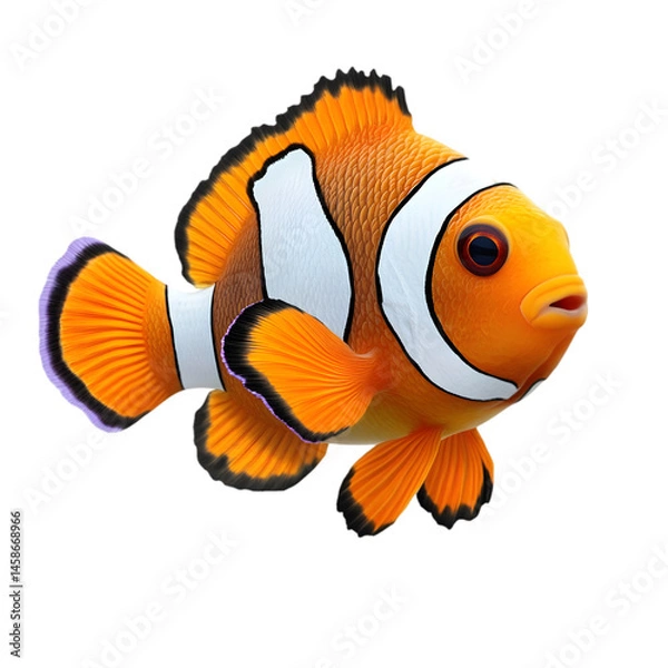 Obraz Vibrant Orange Clownfish Image: Perfect for Aquariums, Marine Life Projects on white background