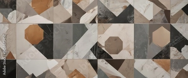 Obraz Geometric collage template with image placeholders  , angles, geometric patterns