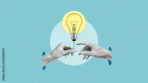 Fototapeta Knowledge Sharing as Leadership and Inspiration concept. Knowledge transfer and management. Ideas Thoughts Knowledge Intelligence Learning