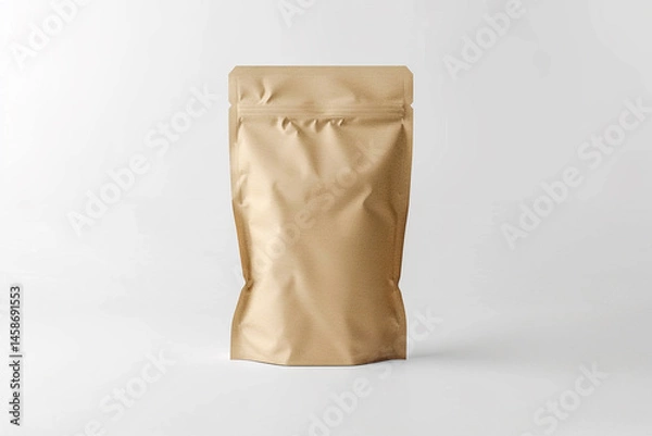 Fototapeta Mockup of Snack Paper Bag on Clean White Background – Packaging Design Template