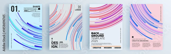 Fototapeta Modern abstract covers set, minimal covers design. Colorful geometric background, vector illustration.