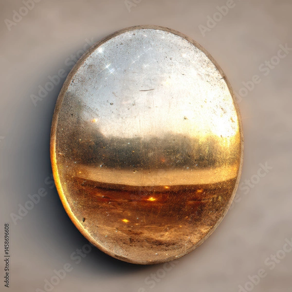 Obraz Aged mirror with foggy texture and ambient reflection showing warm light glow