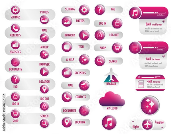 Fototapeta Colorful button set for online business and app