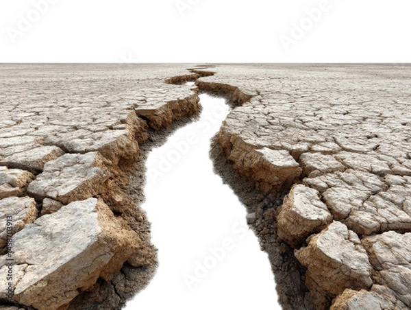 Fototapeta Dry cracked earth isolated on transparent background