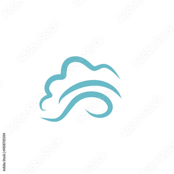 Fototapeta Air, wind, swirl in doodle illustration style. Sketch drawn air blow motion, smoke flow art, abstract line. Wave beach vector illustration. Isolated vector illustration.
