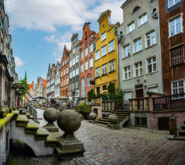 Fototapeta Architecture of Mariacka street in Gdansk is one of the most notable tourist attractions in Gdansk, Poland.