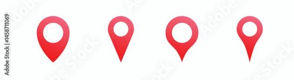 Obraz Set of four red location markers for various uses