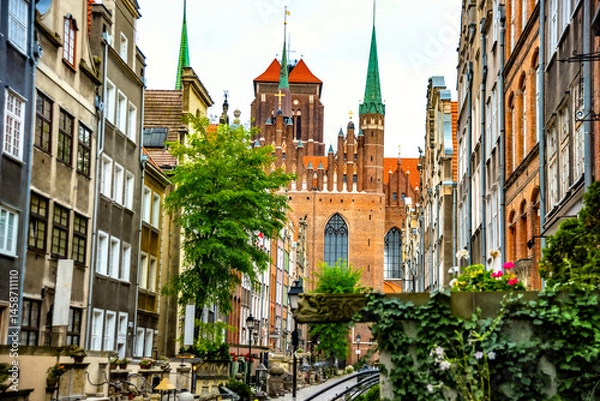 Fototapeta Architecture of Mariacka street in Gdansk is one of the most notable tourist attractions in Gdansk, Poland.