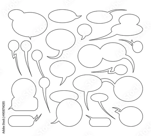 Fototapeta  Speech bubbles set.Template comics conversation talking. Clip art cartoon element isolated editable. Vector illustration