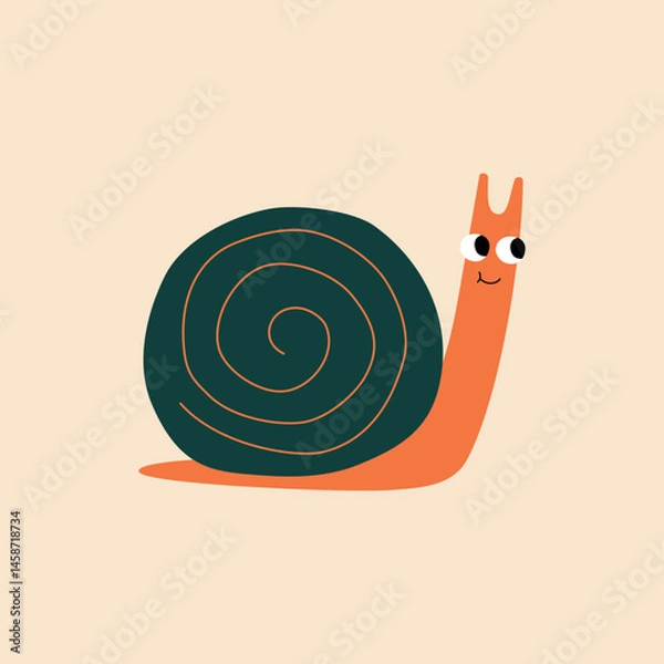 Obraz Cute snail hand drawn vector illustration. Funny slug character in flat style for kids logo or poster