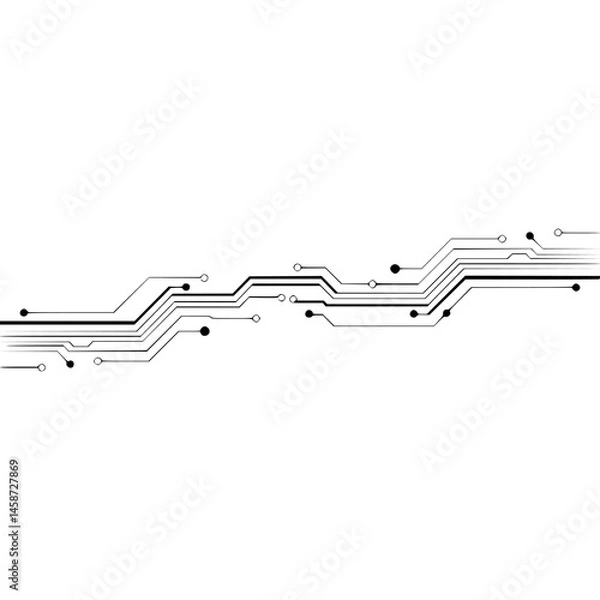 Fototapeta Minimalist Circuit Board Design on White Background