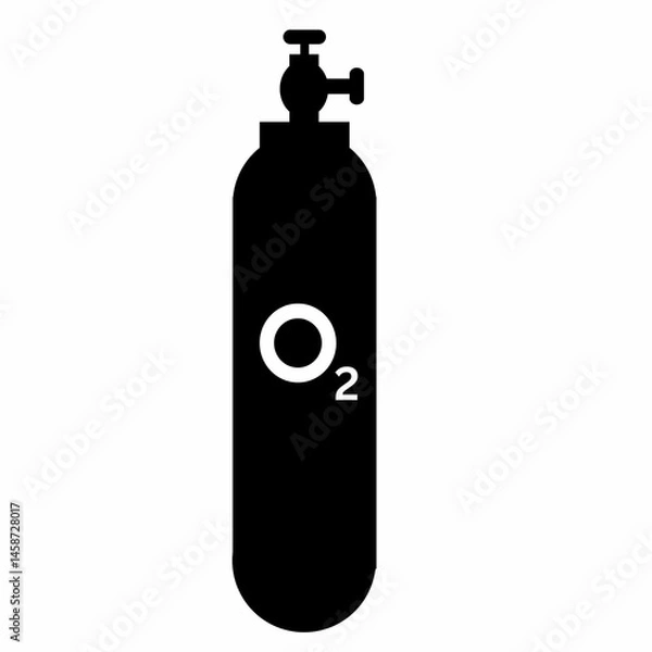 Fototapeta This is a pixel design illustrating the oxygen cylinder icon, symbolizing medical equipment, emergency support, healthcare aid, and respiratory assistance in hospitals.