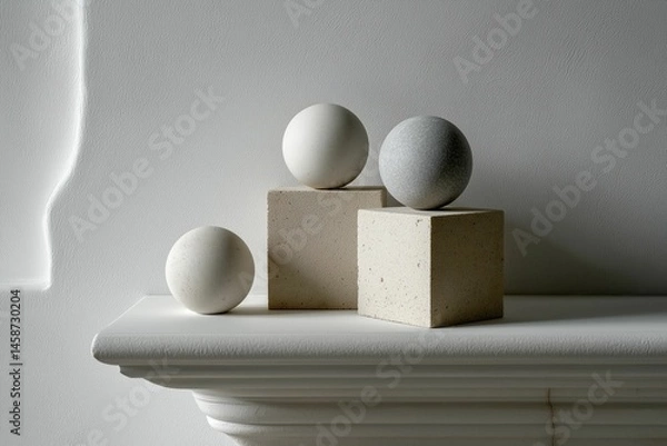 Obraz Minimalist Still Life with Spheres and Cubes