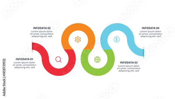 Obraz Workflow concept for infographic with 4 steps, options, parts or processes. Business data visualization.
