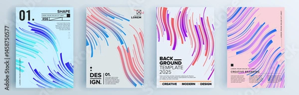 Fototapeta Modern abstract covers set, minimal covers design. Colorful geometric background, vector illustration.