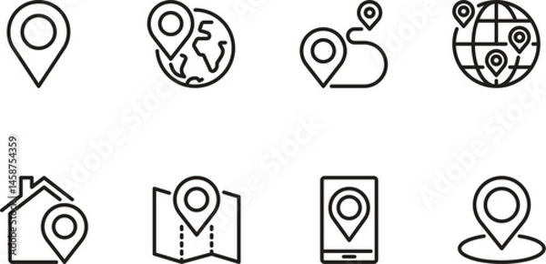Obraz Collection of Location Pins and Map Elements