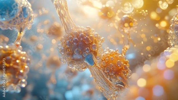 Fototapeta A microscopic view of interconnected neural structures.