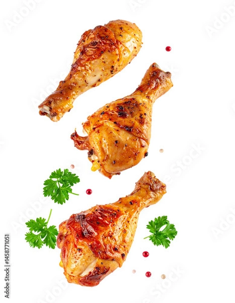 Obraz Grilled Chicken Drumsticks Isolated on Transparent Background