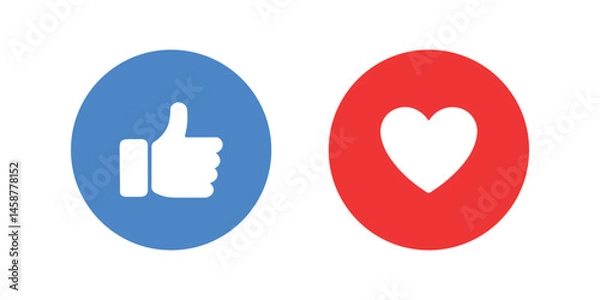 Obraz Thumbs up and heart, social media icon vector
