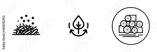 Fototapeta Vector illustration icons representing biomass, sustainability, and wood materials in a modern graphic style