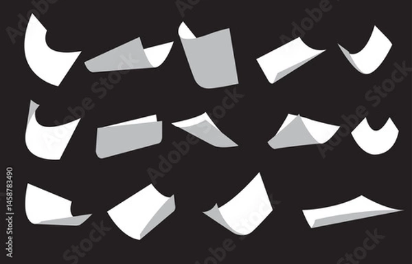 Obraz Floating papers on black background