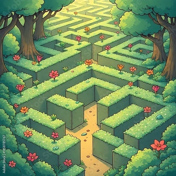 Fototapeta Whimsical Journey Through a Flowered Maze
