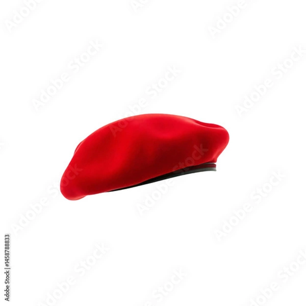 Fototapeta Red beret hat isolated on transparent background