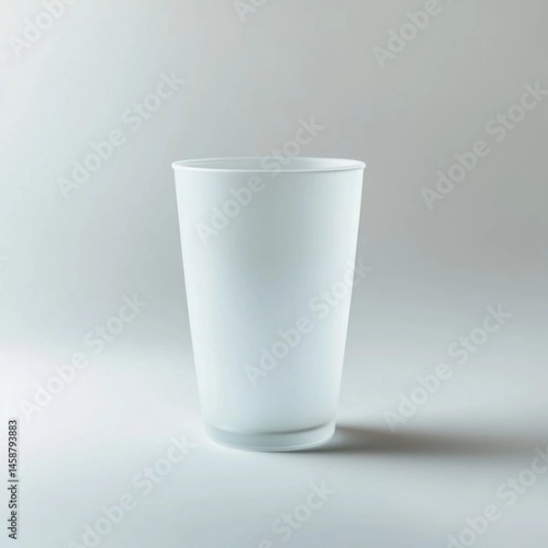 Fototapeta a frosted glass cup standing upright on white matte background 1