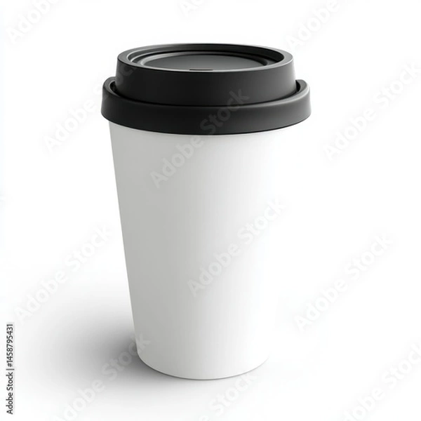 Fototapeta angled view of a modern insulated coffee mug on white 2