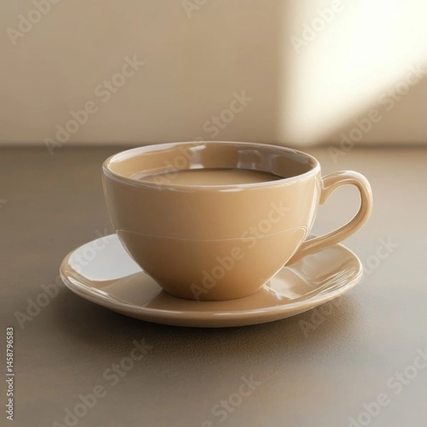 Fototapeta realistic photo of a cappuccino cup with no saucer, centered 1