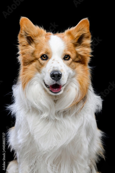 Obraz tricolor border collie on black background