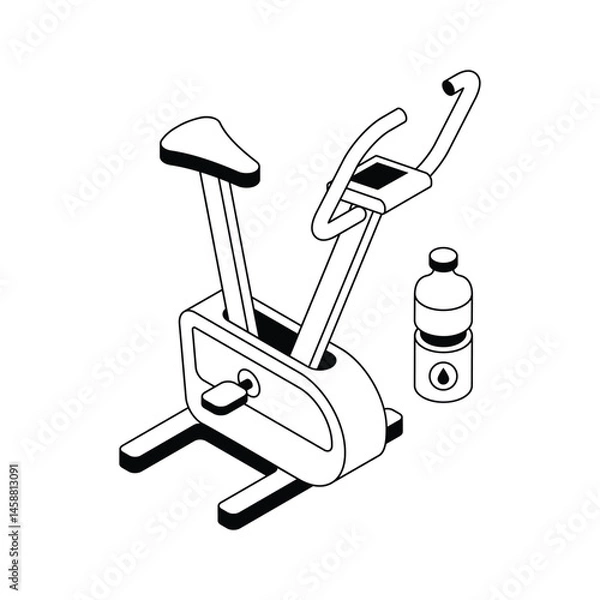 Fototapeta Ready to use isometric outline icon showing stationary bike
