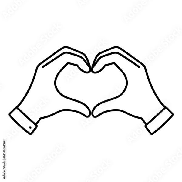 Obraz Hands forming heart shape outline icon for love gesture