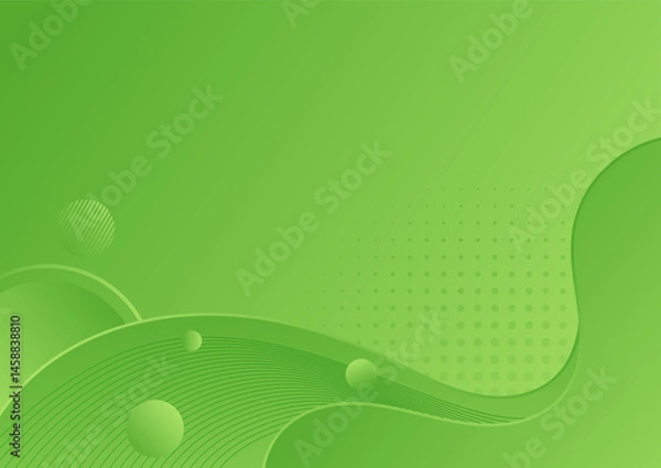 Fototapeta Abstract green gradient background with circles and halftone dots.