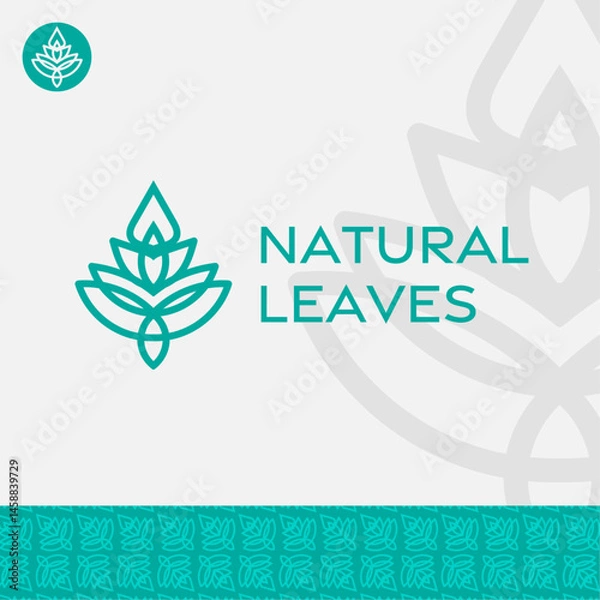Fototapeta 
outline leaves for natural product or vintage spaces and shops