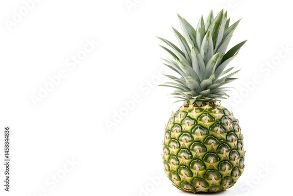 Fototapeta Isolated Fresh Pineapple with Green Leaves on White Background for Healthy Eating