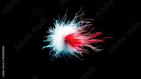 Fototapeta Vibrant colored feather cluster against a black backdrop.