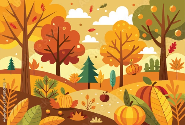 Fototapeta Fall Harvest Scene