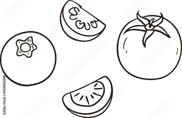 Obraz Tomato ring style veggie icons vector illustration