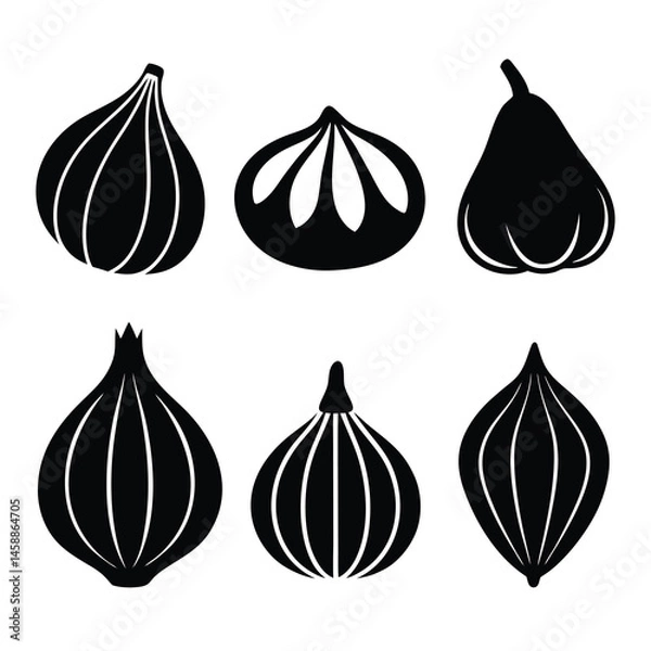 Obraz Garlic silhouette vegetable design vector illustration