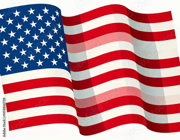 Fototapeta Flat Simplified American Flag Vector Graphic