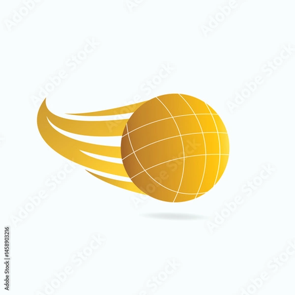 Obraz Yellow bocce ball with curved motion trails, symbolizing speed, energy, and sports action on a white background.