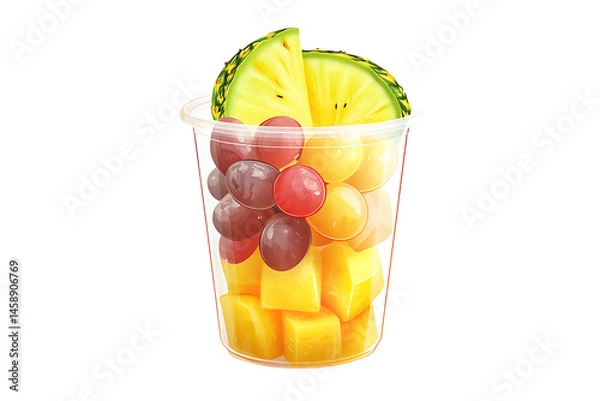 Fototapeta Delicious Mixed Fruit Cup on Transparent Background