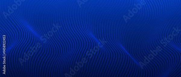 Fototapeta Concept artificial intelligence AI technology bg design, Abstract 3d dot wavy halftone background, Futuristic cyber big data particles. Vector illustration.