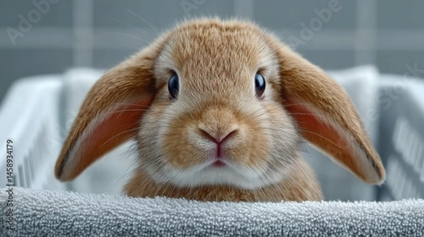 Obraz Adorable Baby Bunny in a Basket