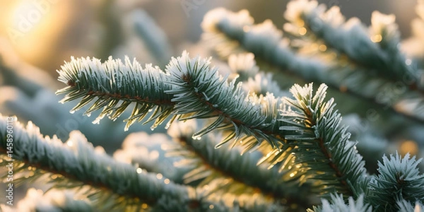 Obraz snow covered pine needles