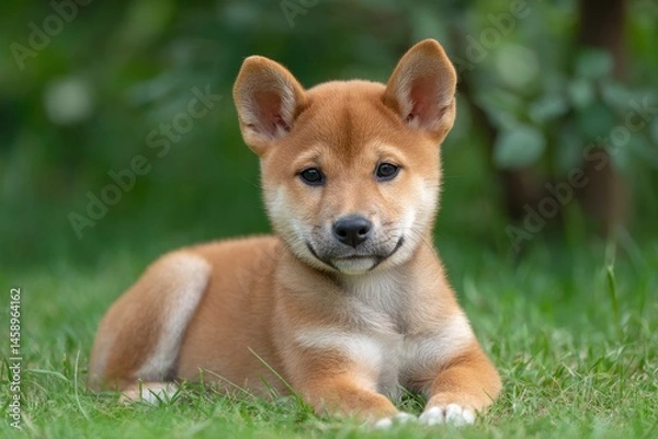 Obraz Shiba Inu Puppy Lying on Grass