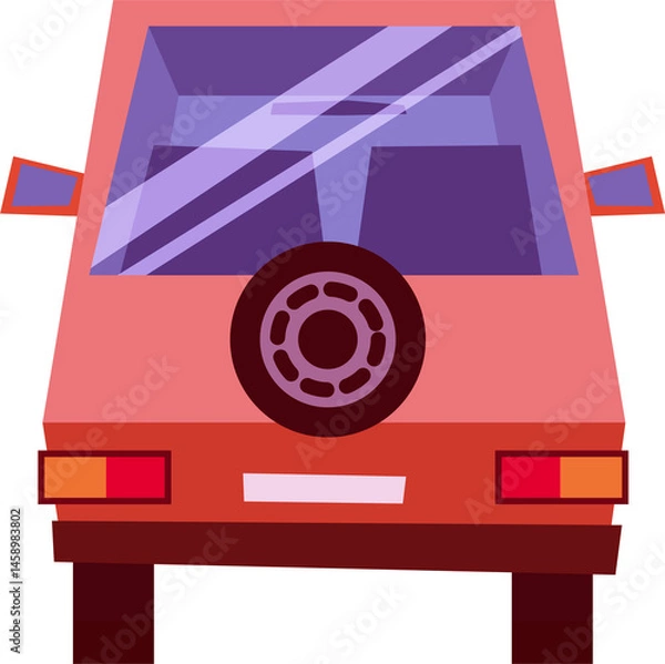 Obraz Cartoon car back view icon